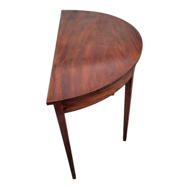 Antique 19th C Sheraton Mahogany Console Tables Pair–Solid Wood Hall Side Tables For Sale - Image 9 of 12