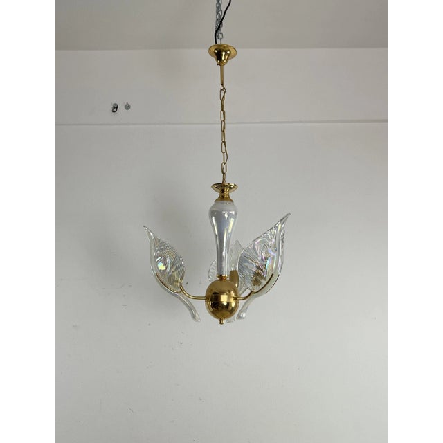 Mid-Century Hanging Light with Murano Glass Leaves, 1960s For Sale - Image 6 of 13