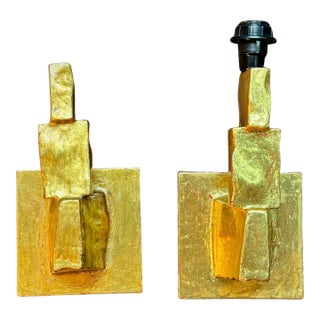 Pair of Gold-Gilded Wall Sconces For Sale