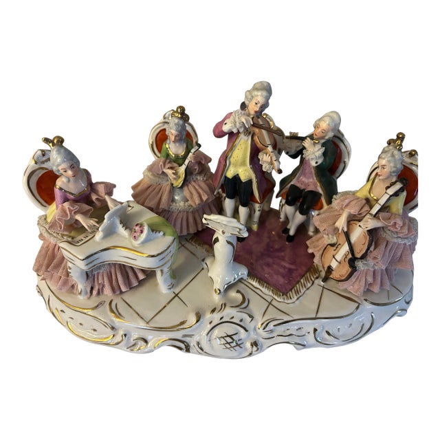 Large Estate Vintage Dresden Lace Orchrchrestra Piece For Sale