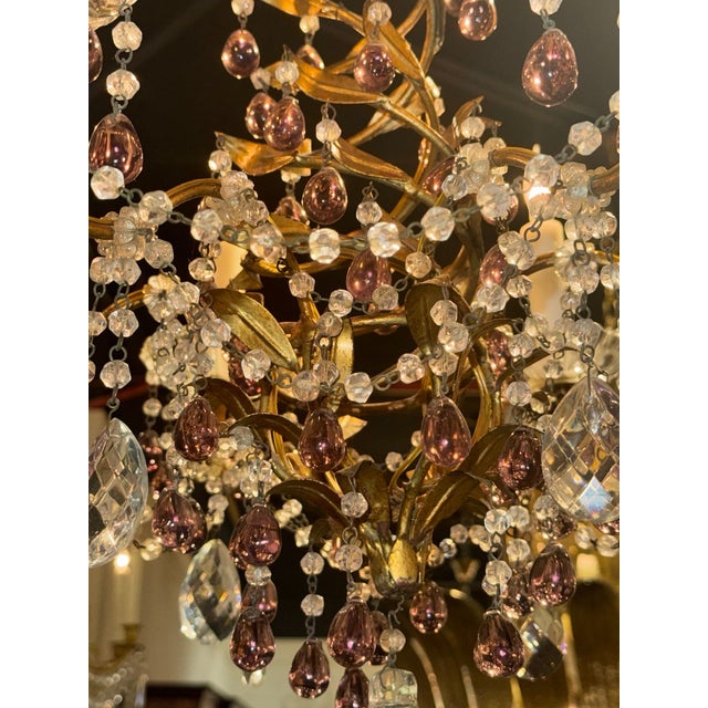 Early 20th Century Italian Beaded Crystal and Amethyst Chandelier For Sale In Dallas - Image 6 of 6