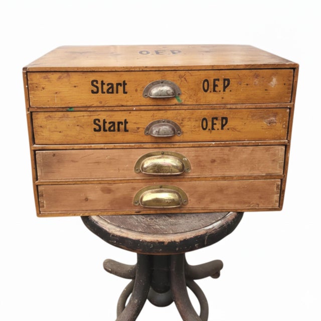 Industrial Wooden Filing Cabinet with Stenciled Marking, Czechoslovakia, 1940s For Sale - Image 6 of 6