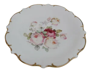 Mid 20th Century Schumann Arzberg Antique Rose German Porcelain Chop Serving Plate