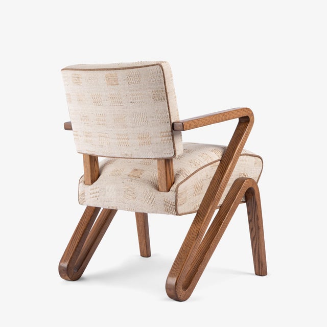 Rare "Grasshopper" Form Accent Chair in Hand-Woven Silk & Linen For Sale In New York - Image 6 of 10