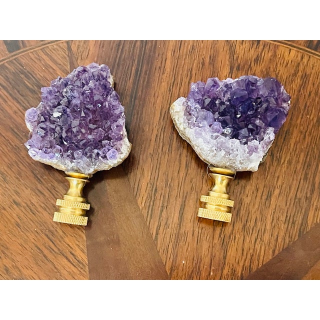1960s Amethyst Geode Lamp Finials - a Pair For Sale - Image 4 of 4