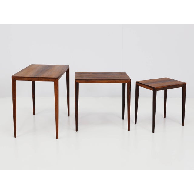 Nesting Tables in Rosewood by Severin Hansen for Haslev Møbelsnedkeri, Denmark, 1960s, Set of 3 For Sale - Image 6 of 14