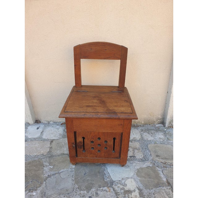 Small Rustic Work Chair in Chestnut Wood For Sale - Image 6 of 6