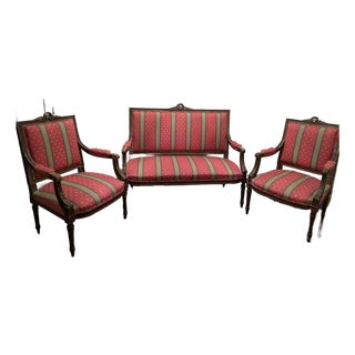 Late 19th Century Louis XIV Living Room Settee and Chairs For Sale