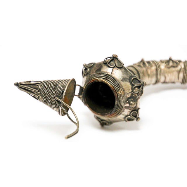 Asian Metal Filigree Opium Pipe, Silver Plate, Chinoiserie Style, 1920 For Sale - Image 17 of 17