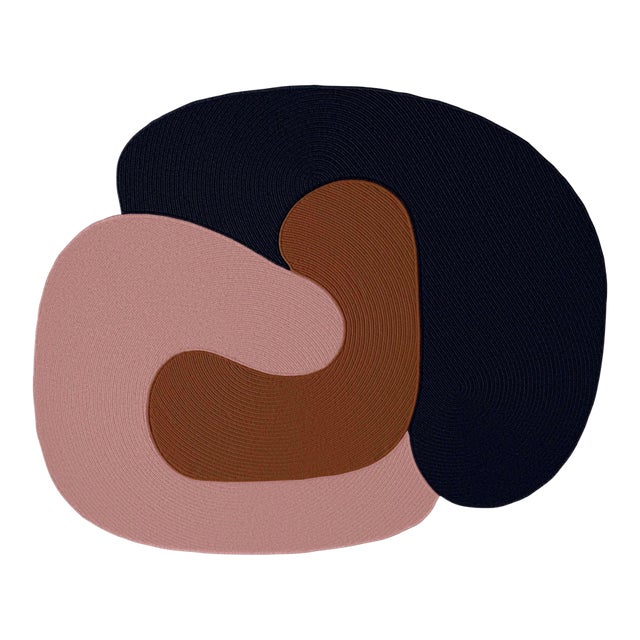 Riff Rug, 4x6ft, Multicolor G: Pink, Burnt Orange, Navy Blue, From Souda, Braided, Coiled Wool Area Rug For Sale