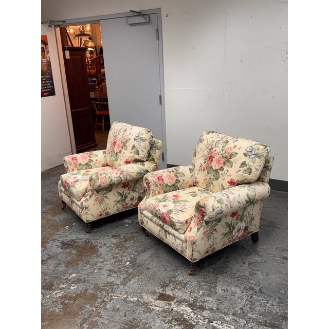 Shabby Chic Floral Patterned Arm Chairs, Pair For Sale - Image 4 of 12