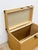Vintage Blonde Woven Wicker Chest, Brass Clamp Hardware Storage, Coastal Trunk For Sale - Image 13 of 14