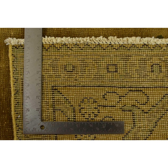 Tabriz Rug 9’9” X 11’11” Gold Wool Vintage Overdyed Hand-Knotted Carpet For Sale - Image 15 of 15