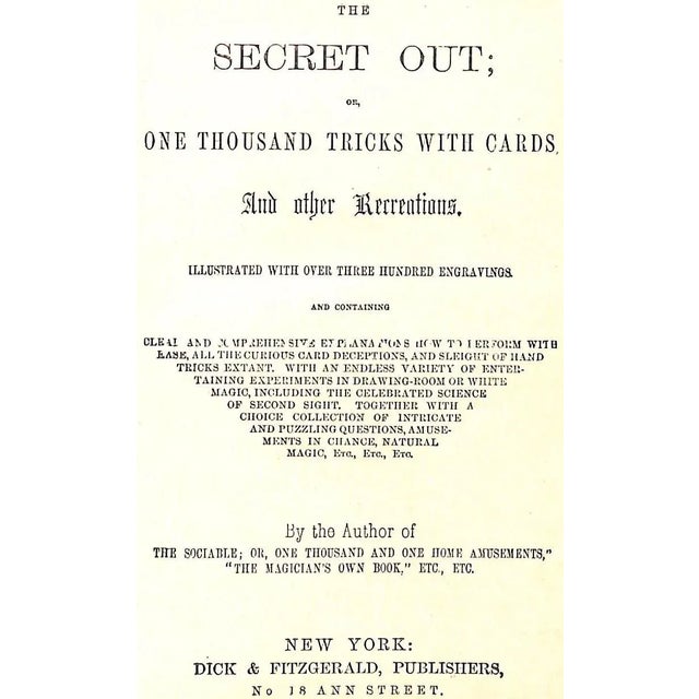 Traditional "The Secret Out; Or One Thousand Tricks With Cards" 1859 For Sale - Image 3 of 8