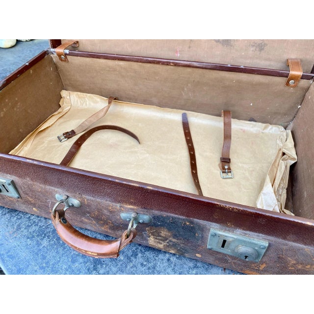 Animal Skin Antique Leather Traveller's Suitcase For Sale - Image 7 of 8