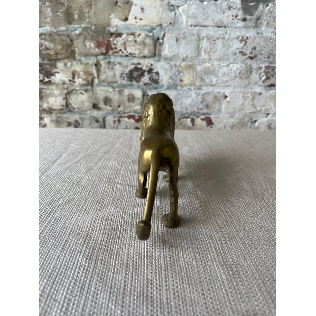 1980s Vintage Solid Brass Lion Figurine | Regal Mid-Century Decorative Accent For Sale - Image 5 of 6