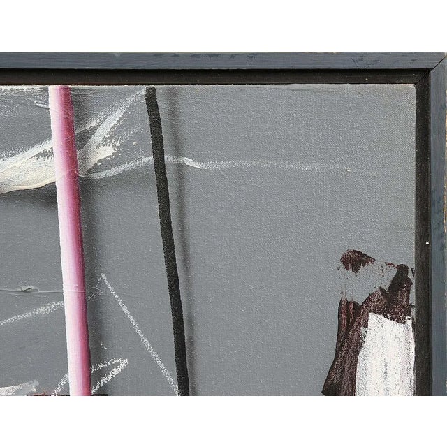 20th Century Pink, Black, Yellow, and Gray Abstract Painting by Richard Johnson For Sale - Image 4 of 13