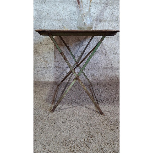 Gray Early 20th Century Iron Folding Bistro Garden Table For Sale - Image 8 of 9