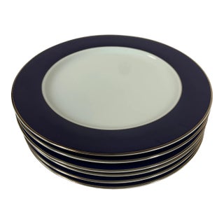 Bernardaud Limoges "Opaline Navy" Banded Chargers-/ Plates Set of 6 For Sale