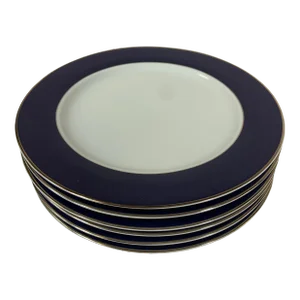 Bernardaud Limoges "Opaline Navy" Banded Chargers-/ Plates Set of 6