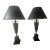 Pair of Green Bronze Urn Lamps With Patinated Finish. For Sale