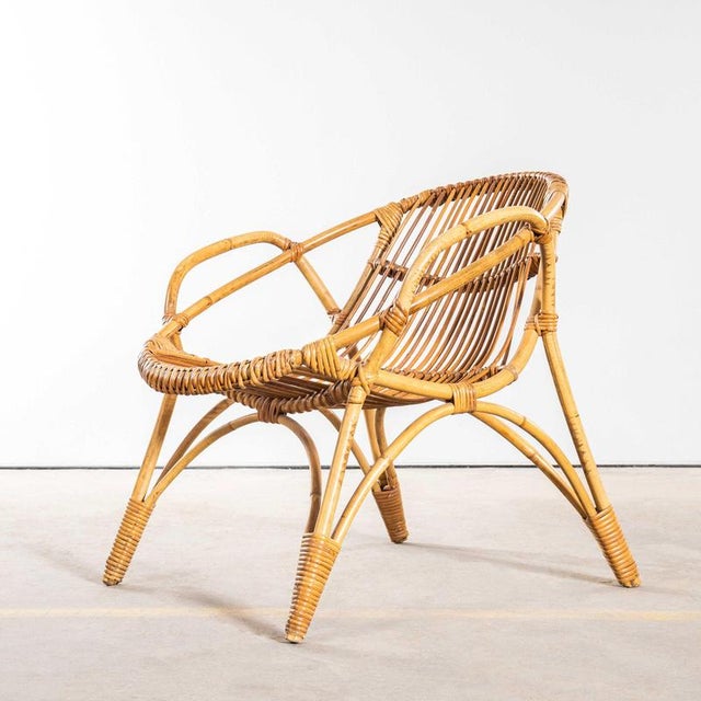 Rattan Armchairs with Handles, 1960s, Set of 2 For Sale - Image 9 of 10