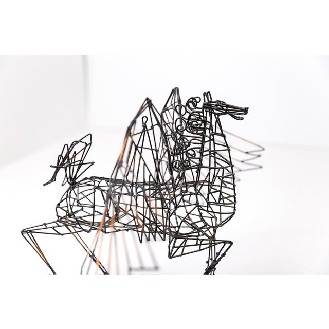 Mid-Century Modern 1970s Stan Bennett Pegasus Hanging Wire Sculpture, California Studio Craft, Kinetic Art For Sale - Image 3 of 10