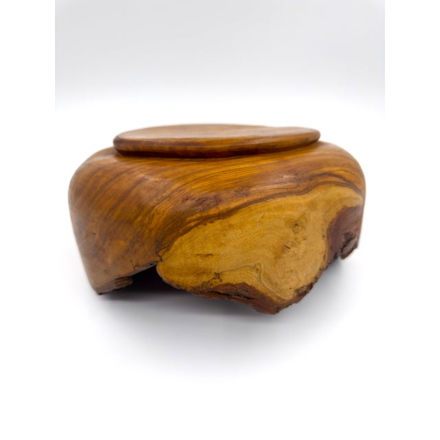 Brown Hand-Carved 10.25" Olive Wood Live Edge Bowl – Handcrafted in Peru For Sale - Image 8 of 11