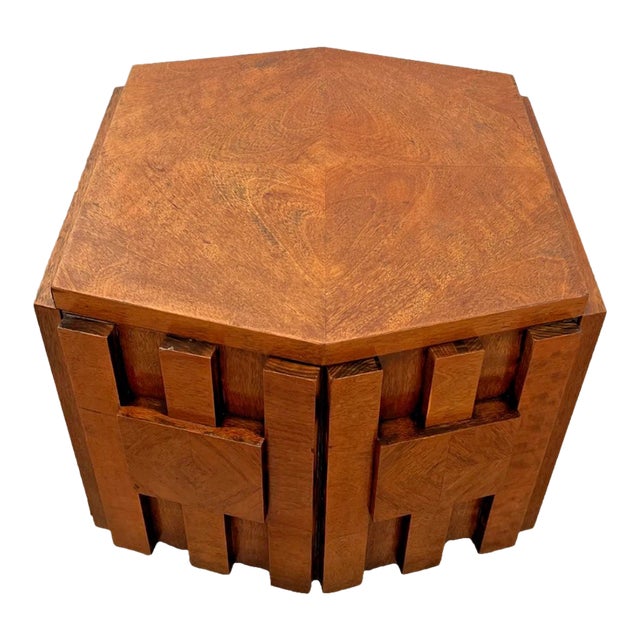 Vintage Lane Staccato Block Brutalist Nightstand Cabinet Side Table MCM Hexagon For Sale