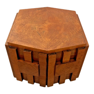 Vintage Lane Staccato Block Brutalist Nightstand Cabinet Side Table MCM Hexagon