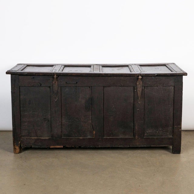 Paneled and Carved Oak Chest or Coffer For Sale - Image 10 of 11
