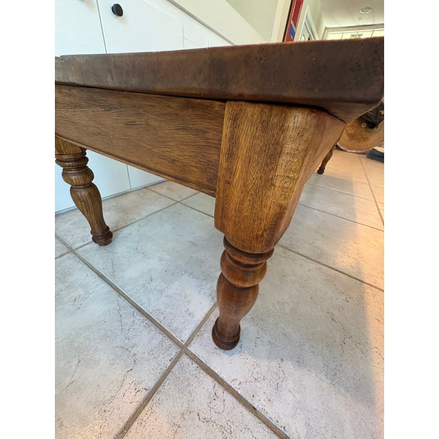 Vintage Solid Wood Xtra Long Coffee Table / Low Bench With Turned Legs in the Manner of Ralph Lauren For Sale - Image 9 of 18