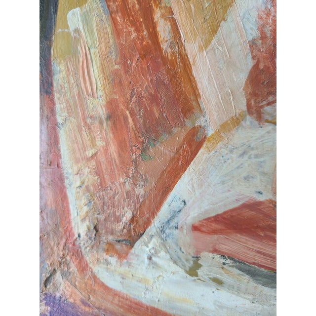 1980s Small 1980s Japanese Oil Painting Expressionist Portrait of a Man For Sale - Image 5 of 9