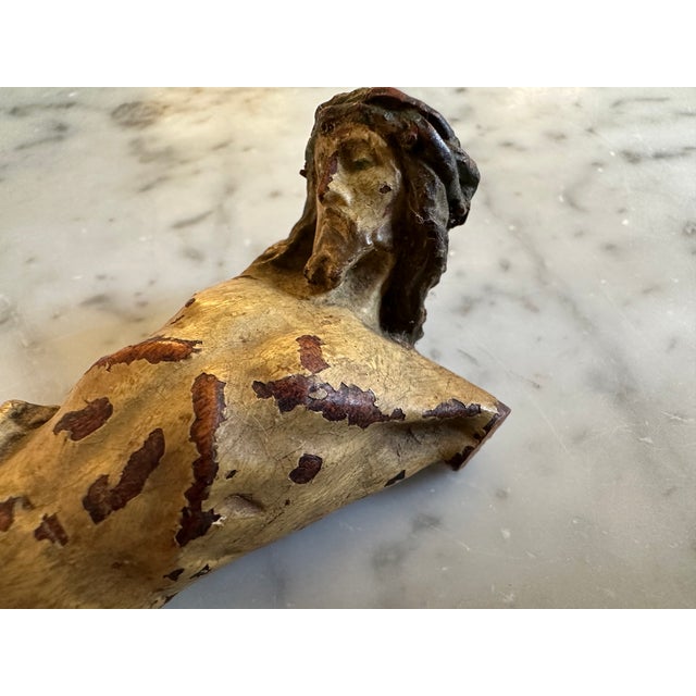 17th Century Alpine Wooden Christ Torso with Polychrome Traces For Sale - Image 3 of 15