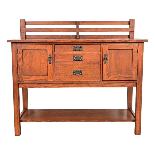Stickley Style Mission Oak Arts & Crafts Sideboard or Bar Cabinet For Sale