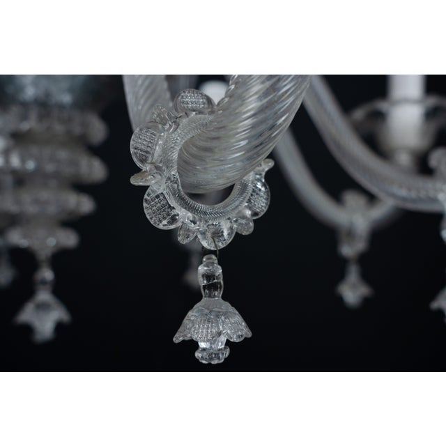 Vintage Classic Art Glass Italian Murano Clear Glass Chandelier, 1940s For Sale - Image 12 of 18