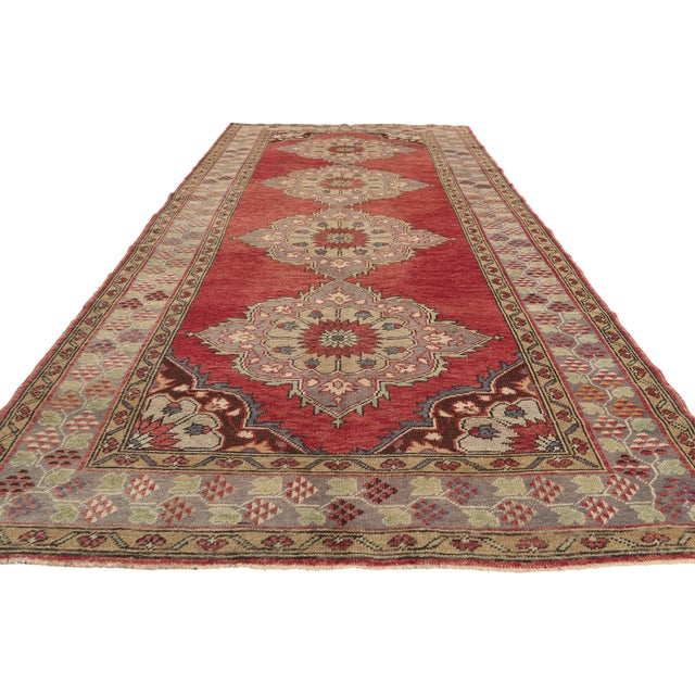 Mid-Century Modern Vintage Turkish Oushak Rug, 04'10 X 11'03 For Sale - Image 3 of 10