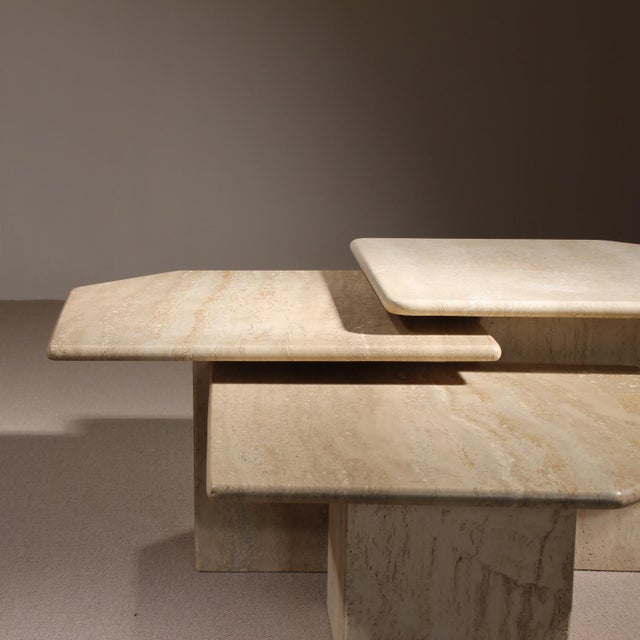 Nesting Table in Travertine, 1970s, Set of 3 For Sale - Image 3 of 15