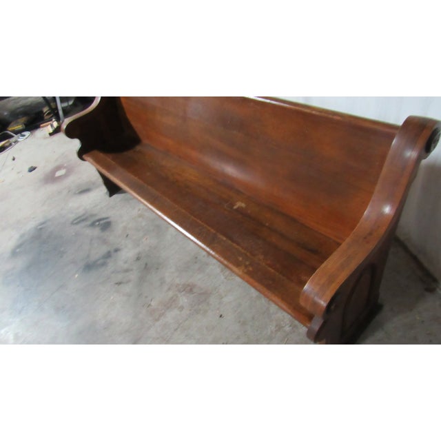 1980s 1980s Amazing Oak Church Pew Bench All Carved For Sale - Image 5 of 12