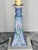 Textile Vintage Italian Ceramic Table Lamp | Chinoiserie Feather & Bok Choy Leaf Pattern | Pastel Blue Green Purple Candlestick Accent Lamp For Sale - Image 7 of 16
