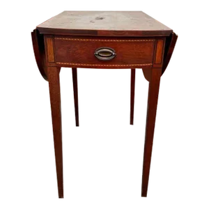 Vintage Federal Style Mahogany Inlaid Pembroke Drop Leaf Table.