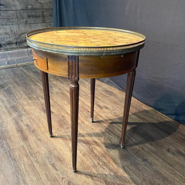 French Louis XVI Marble Top Bouillette Games or Side Table For Sale In Portland, ME - Image 6 of 18