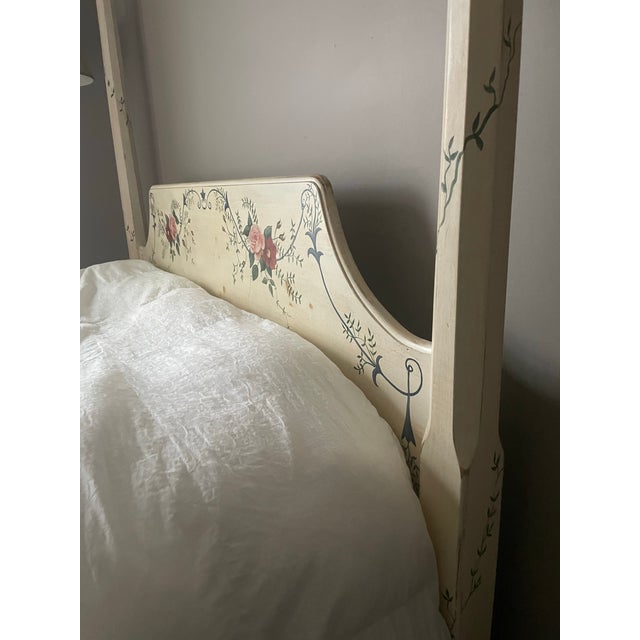 1980s Hand Painted Country French Four Poster Canopy Full Size Bed For Sale - Image 9 of 12