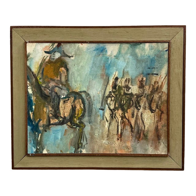 1968 Vintage Oil on Board Expressionist Painting of Napoleon and His Soldiers by Alex Portner For Sale