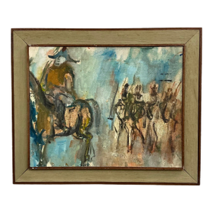 1968 Vintage Oil on Board Expressionist Painting of Napoleon and His Soldiers by Alex Portner