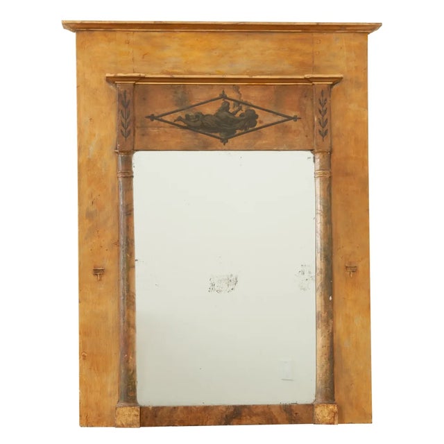 Brown Dutch 18th Century Painted Trumeau Mirror For Sale - Image 8 of 8