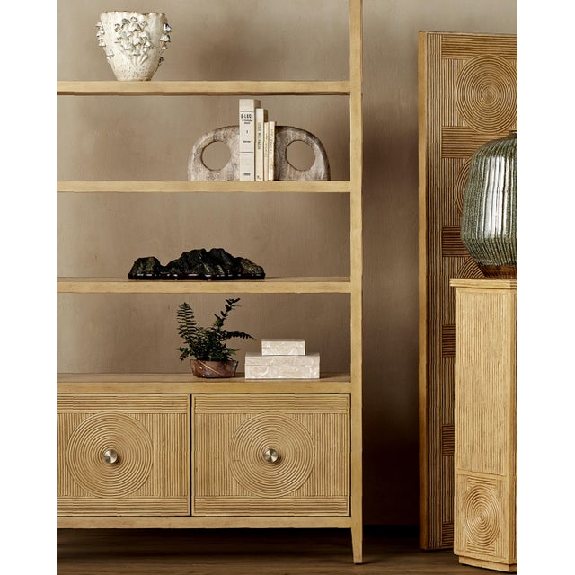 The Black Forest Mushrooms Small Ivory Vase is a vessel onto which fanciful mushrooms in a blue reactive glaze have been...