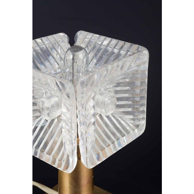 Vintage Brass Table Lamp with Crystal Glass Shade by Carl Fagerlund for Orrefors, 1960s For Sale - Image 3 of 5