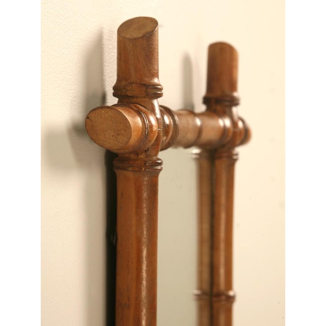 French Country Petite Antique Continental Mirror in Faux Bamboo Frame Original Patina Glass For Sale - Image 3 of 9
