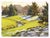 This gouache painting captures a serene landscape in Englewood, Colorado, showcasing a gentle stream winding through...